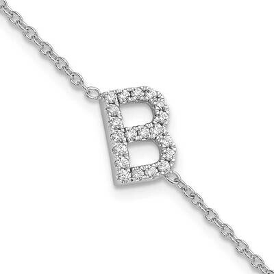 Diamond Sideways Letter B 1 Inch Extender Bracelet 14k White Gold BM9951B-025-WA, MPN: BM9951B-025-…