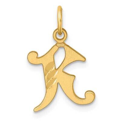 Letter K Initial Charm 14k Gold Diamond-Cut  C4833K, MPN: C4833K,
