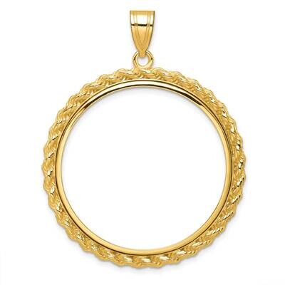 Polished Casted Rope Prong 32.0mm Coin Bezel Pendant 14k Gold C8185/32.0, MPN: C8185/32.0,