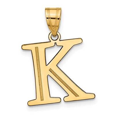 Etched Letter K Initial Pendant 10k Polished Gold 10YC1437K, MPN: 10YC1437K,