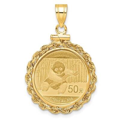 Rope Screw Top Mounted 1/10Oz Panda Coin Bezel Pendant 14k Gold C1215/18.0C, MPN: C1215/18.0C,