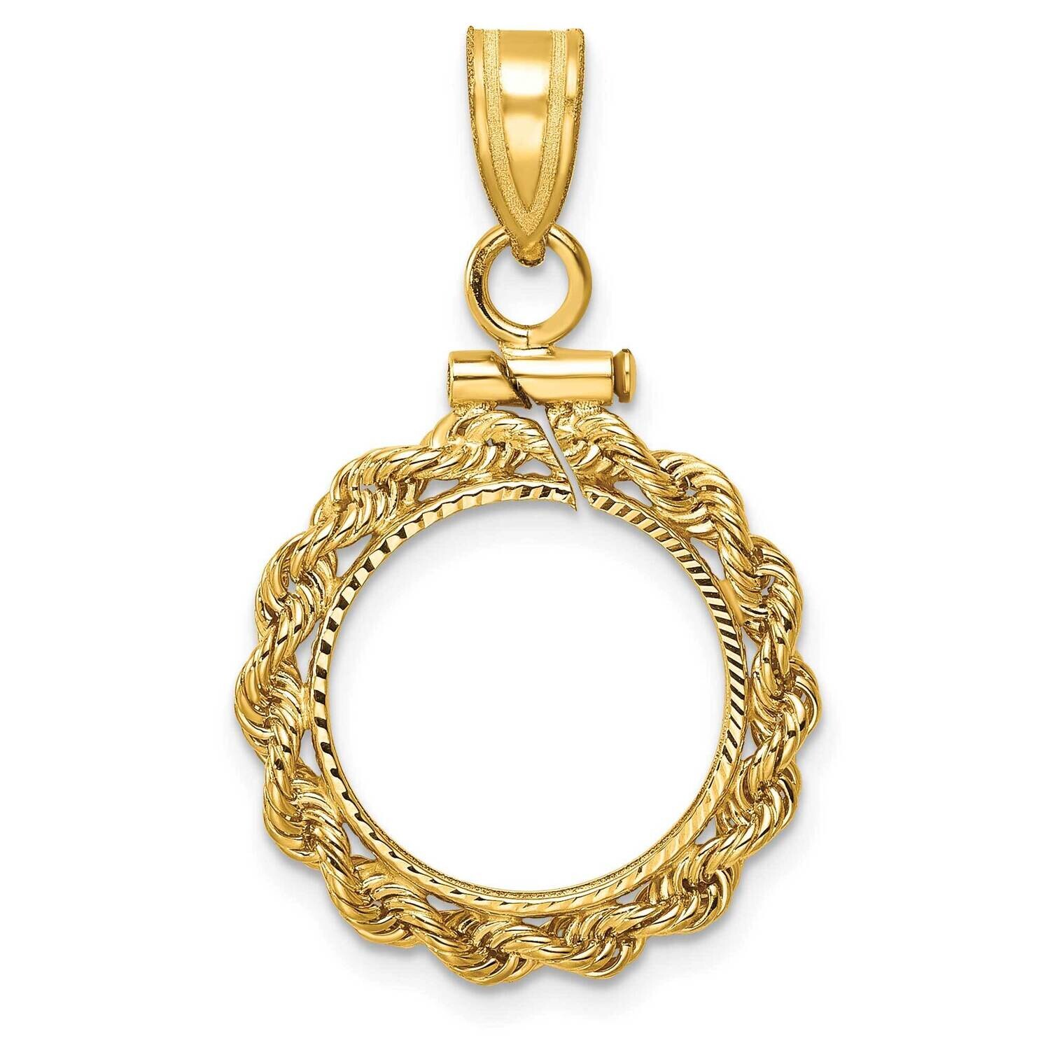 Diamond-Cut Rope Screw Top 14.0mm X 1.1mm Coin Bezel Pendant 14k Gold C8179/14.0, MPN: C8179/14.0,