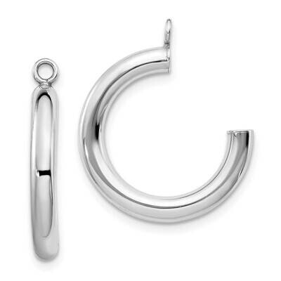 Polished Tube Hoop Earring Jackets 10k White Gold 10XWJ6, MPN: 10XWJ6,