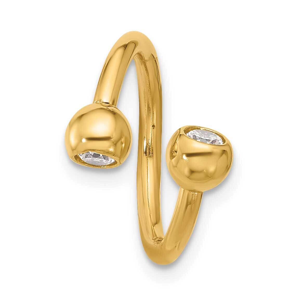 14 Gauge Polished CZ Cartilage Ring 14k Gold BD276, MPN: BD276,
