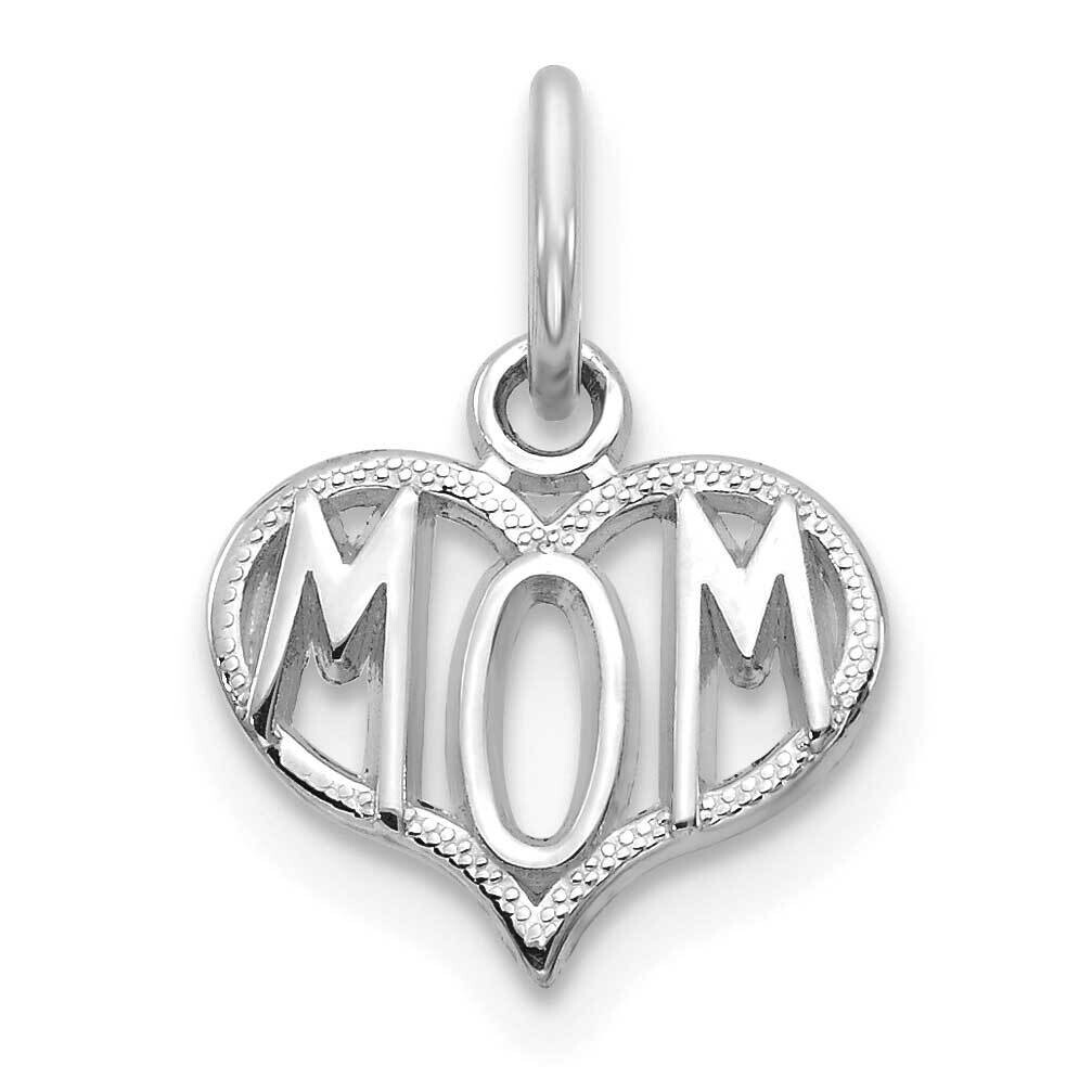 Mom Heart Charm 14k White Gold C368W
