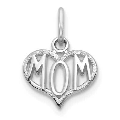 Mom Heart Charm 14k White Gold C368W, MPN: C368W,