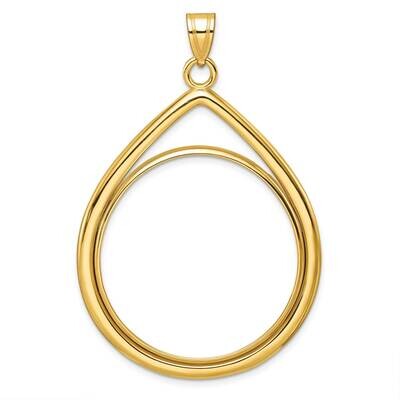 Polished Lightweight Tear Drop Prong 32.7mm Coin Bezel Pendant 14k Gold C8191/32.7, MPN: C8191/32.7,