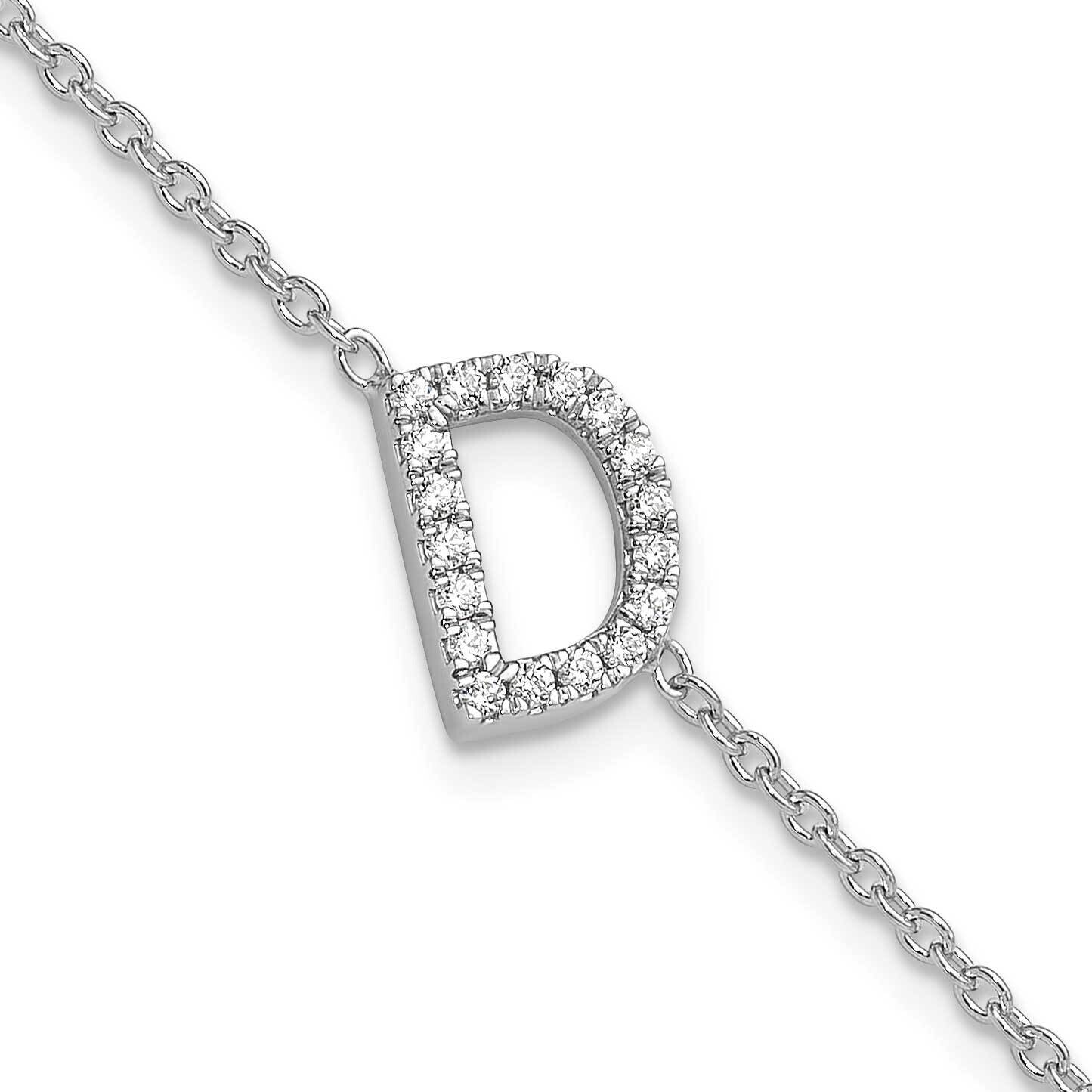 Diamond Sideways Letter D 1 Inch Extender Bracelet 14k White Gold BM9951D-022-WA, MPN: BM9951D-022-…