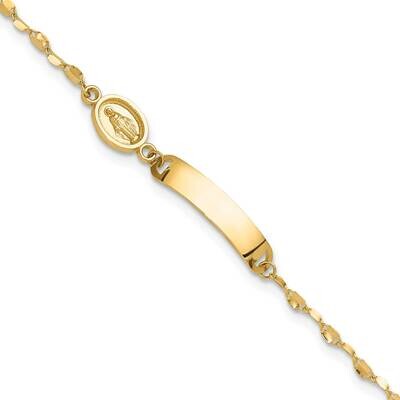 Miraculous Medal Children&#39;s Id Bracelet 6 Inch 14k Polished Gold BID126-6, MPN: BID126-6,