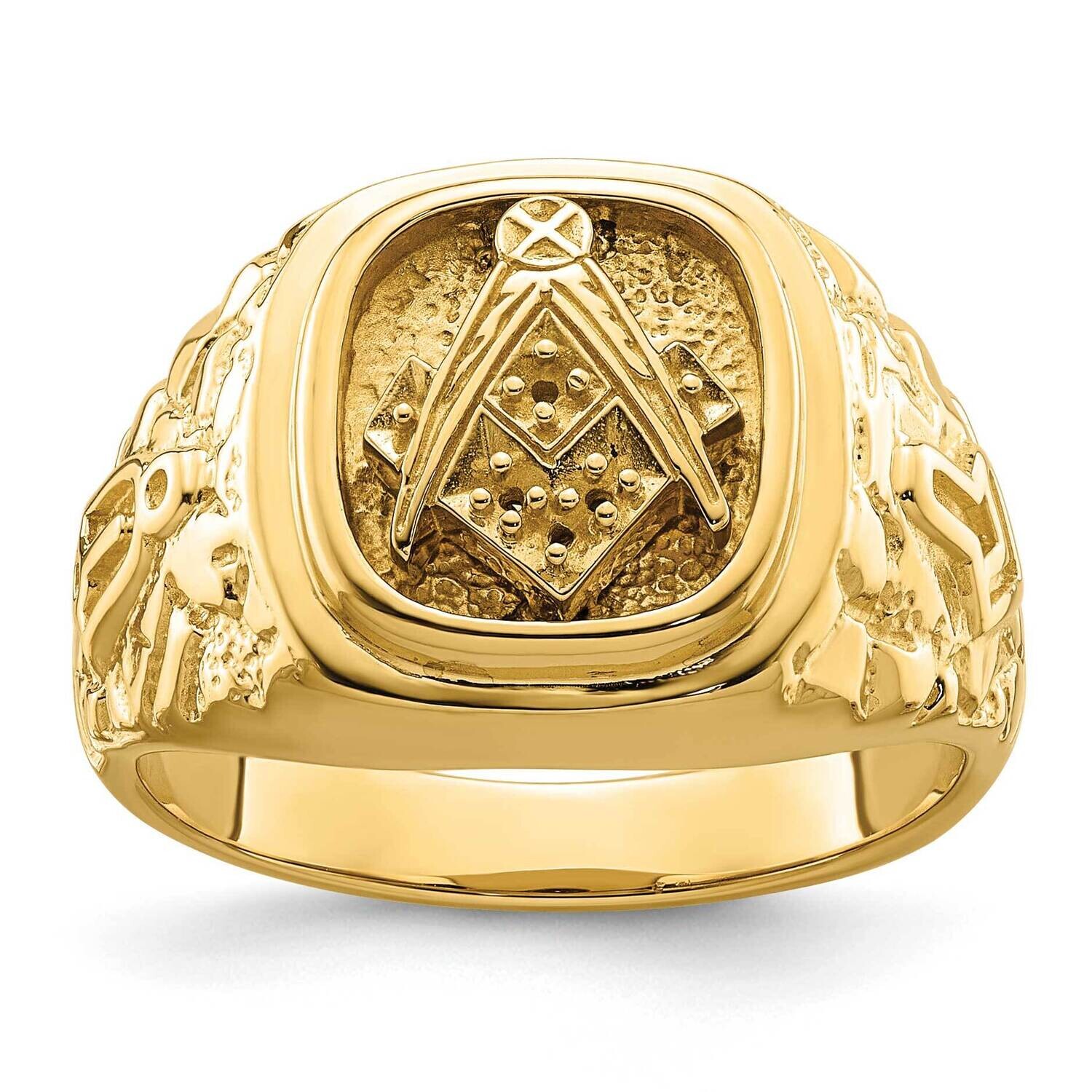 Nugget Texture Masonic Ring Mounting 10k Polished Gold 10Y4035