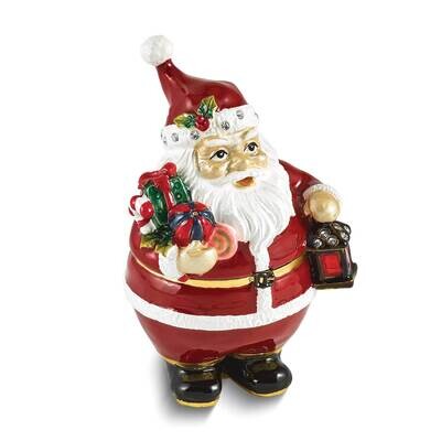 Mr Kringle Santa Claus Holding Gift Lamp Trinket Box Bejeweled BJ4204, MPN: BJ4204,