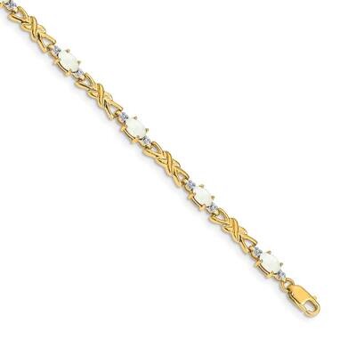 Diamond Oval Opal Bracelet 7.25 Inch 14k Gold BM4478-OP-001-YA, MPN: BM4478-OP-001-YA,