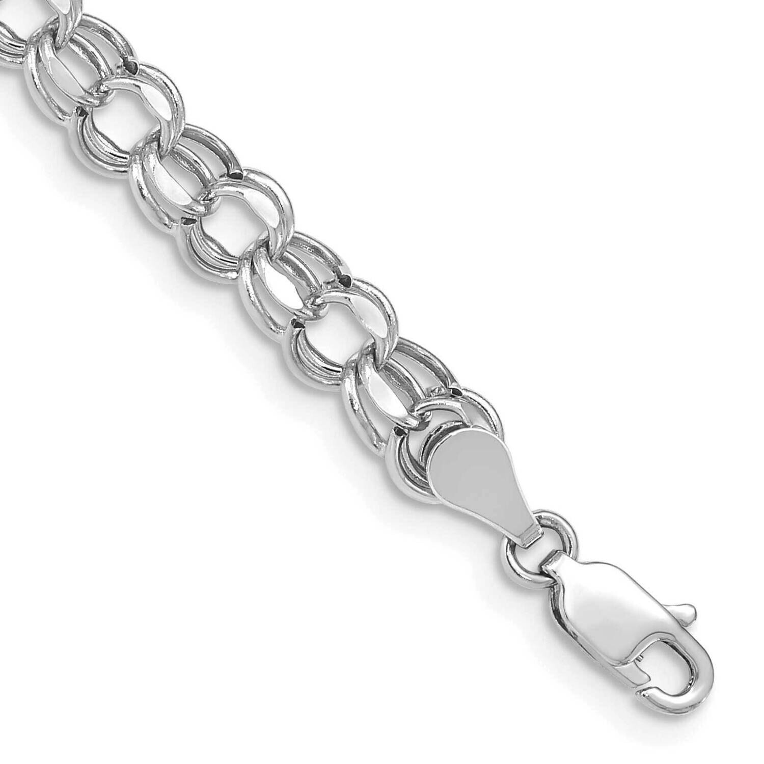 7 Inch 5.5mm Hollow Double Link Charm Bracelet 14k White Gold DOH22W-7, MPN: DOH22W-7,