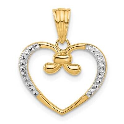 Diamond-Cut Heart Pendant 14k Gold White Rhodium  C4854, MPN: C4854,