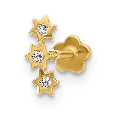 18 Gauge CZ Stars Screwback Cartilage Body Jewelry 14k Gold BD248, MPN: BD248,