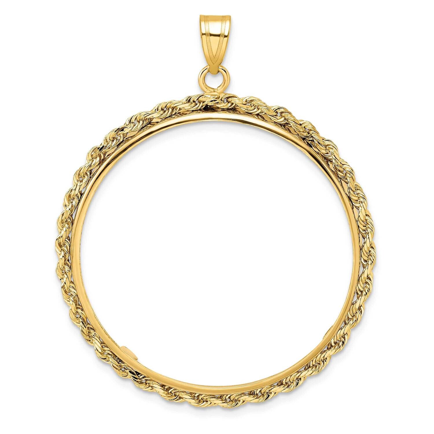 Polished Rope Prong 32.7mm Coin Bezel Pendant 14k Gold C3012/32.7, MPN: C3012/32.7,