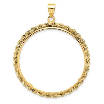 Polished Rope Prong 32.7mm Coin Bezel Pendant 14k Gold C3012/32.7, MPN: C3012/32.7,