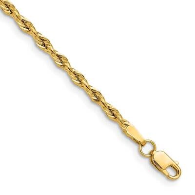 2.5mm Semi-Solid Rope Chain 9 Inch 14k Gold BC202-9, MPN: BC202-9,