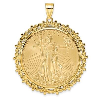 Polished Fancy Prong Mounted 1Oz American Eagle Coin Bezel Pendant 14k Gold C8187/32.7C, MPN: C8187…