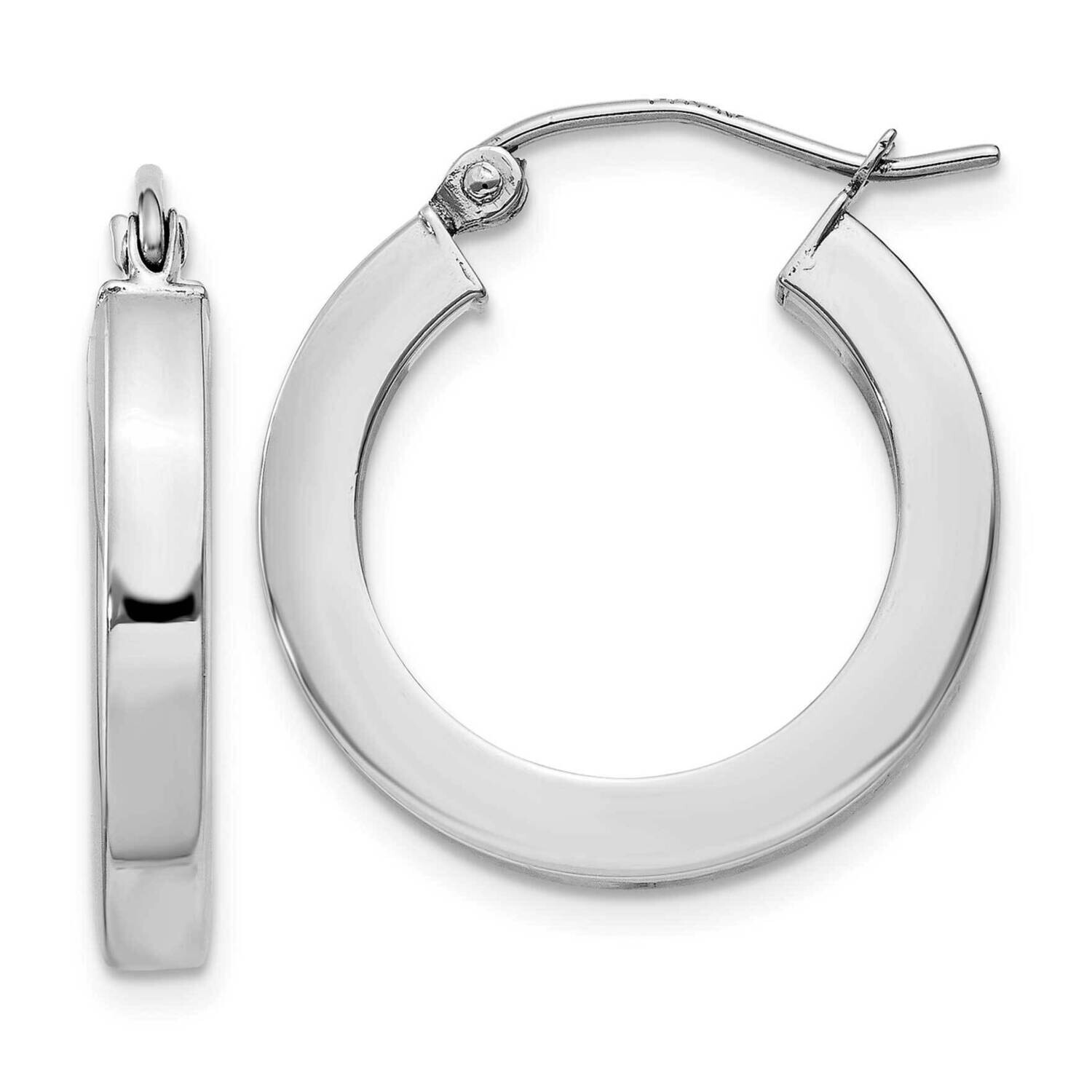 3mm Polished Square Tube Hoop Earrings 10k White Gold 10XWE120, MPN: 10XWE120,
