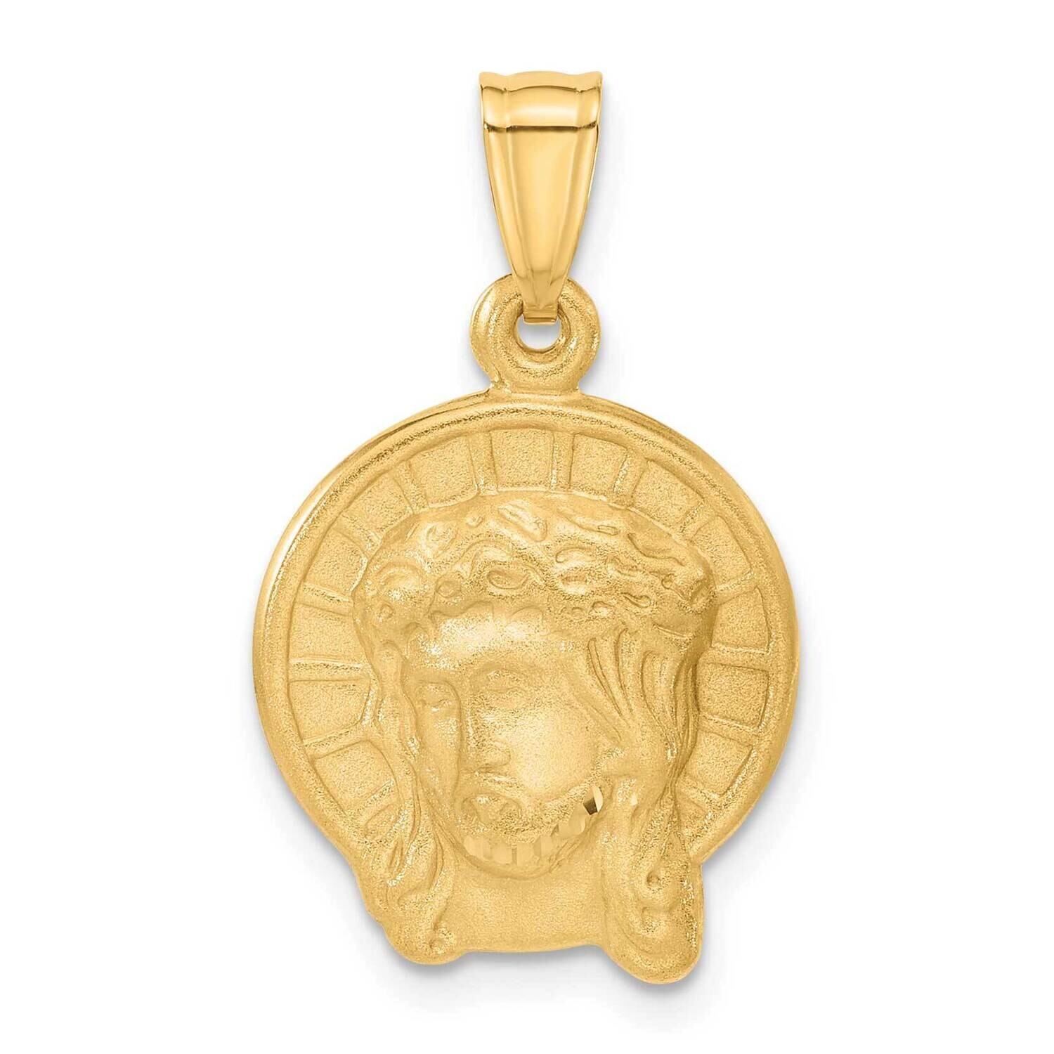 Satin Jesus Medal Pendant 14k Gold C4969