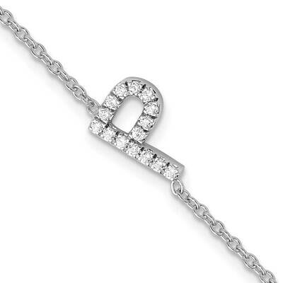 Diamond Sideways Letter P 1 Inch Extender Bracelet 14k White Gold BM9951P-018-WA, MPN: BM9951P-018-…