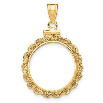 Rope Screw Top 18.0mm X 1.35mm Coin Bezel Pendant 14k Gold C1215/18.0, MPN: C1215/18.0,
