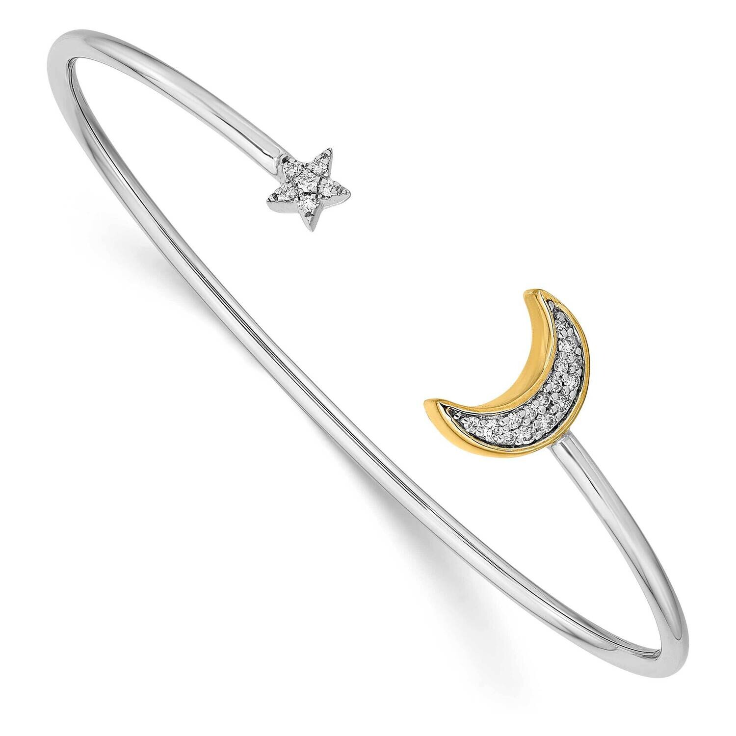 Moon Star Diamond Cuff Bangle 14k Two-Tone Gold BM6849-016-WYA, MPN: BM6849-016-WYA, 191101905070