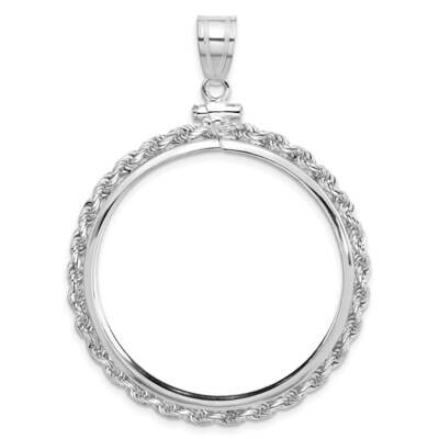 Rope Screw Top 32.7mm X 3mm Coin Bezel Pendant 14k White Gold C1215W/32.7, MPN: C1215W/32.7, 196904…