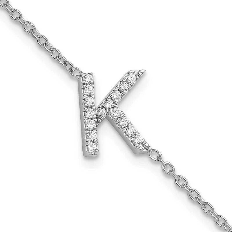 Diamond Sideways Letter K 1 Inch Extender Bracelet 14k White Gold BM9951K-019-WA, MPN: BM9951K-019-…