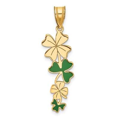 Green Enameled Clovers Pendant 14k Polished Gold D5405, MPN: D5405,