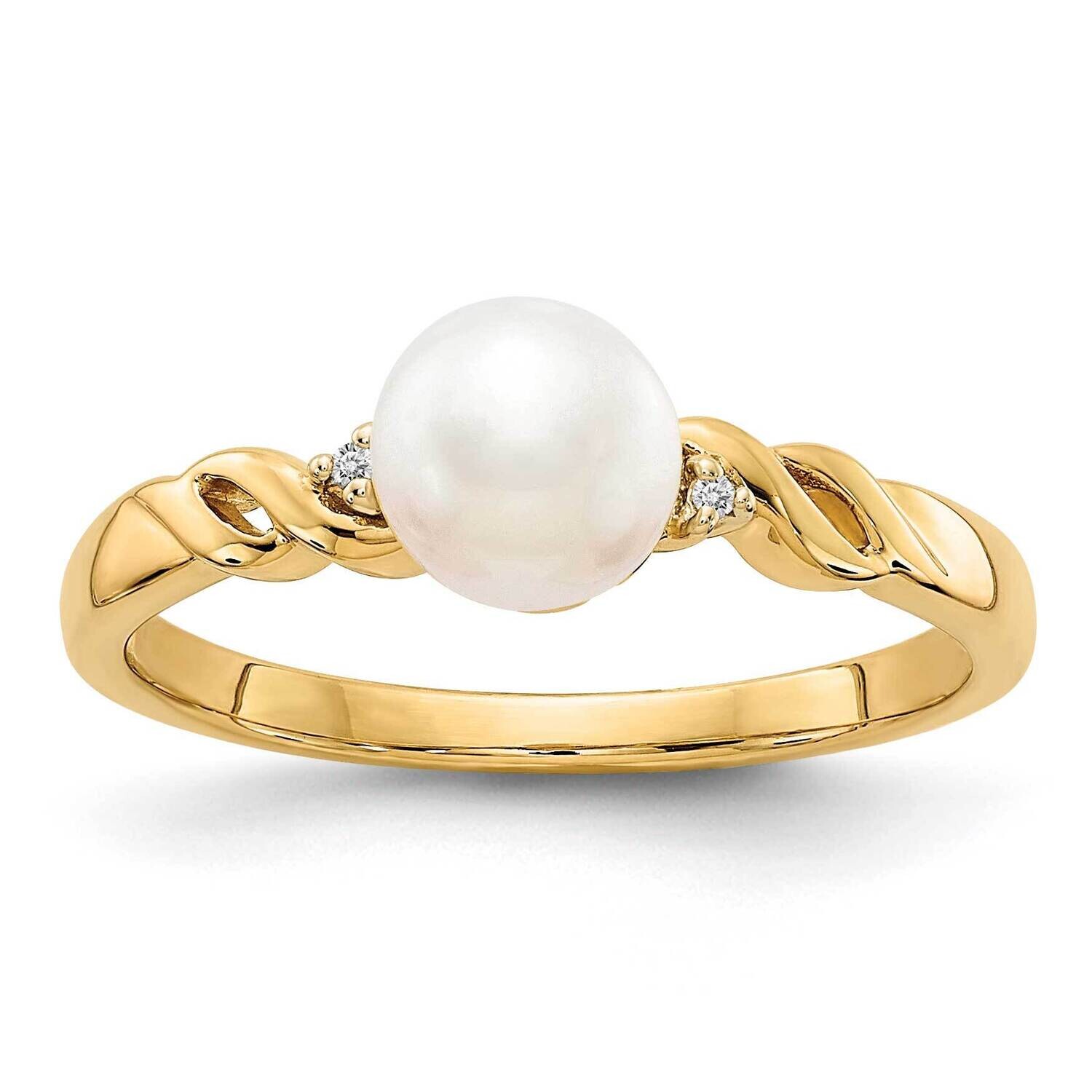 Fw Cultured Pearl Diamond Twist Ring 10k Gold 10Y13009PL/A