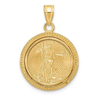 Polished Beaded Prong Mounted 1/10Oz American Eagle Coin Bezel Pendant 14k Gold C8183/16.5C, MPN: C…