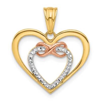 White Rhodium Diamond-Cut Infinity Hearts Pendant 14k Two-Tone Gold C4848, MPN: C4848,