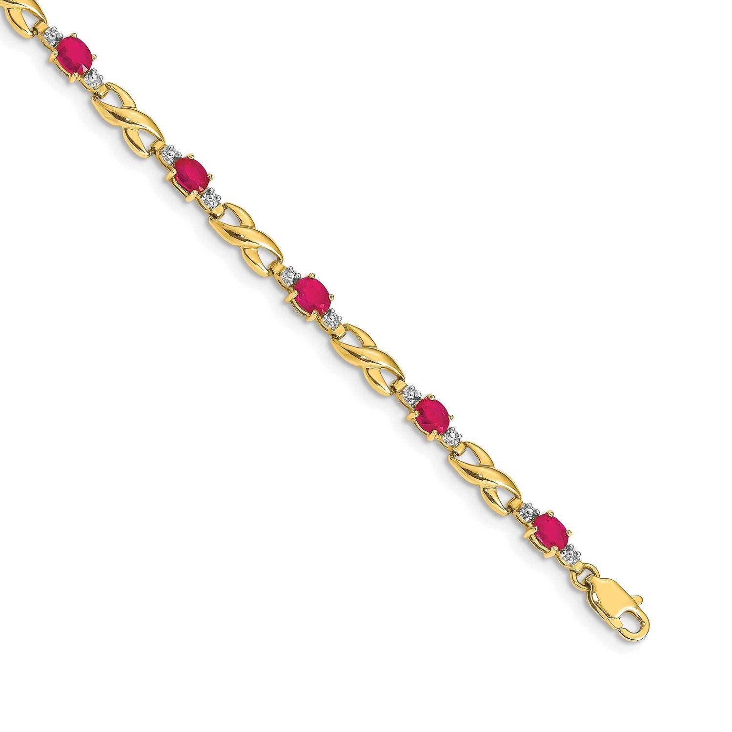 Diamond Composite Oval Ruby Bracelet 7 Inch 10k Gold BM4477-RU-001-1YA, MPN: BM4477-RU-001-1YA, 886…