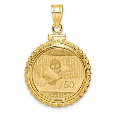 Polished Casted Rope Screw Top Mounted 1/10Oz Panda Coin Bezel Pendant 14k Gold C8195/18.0C, MPN: C…