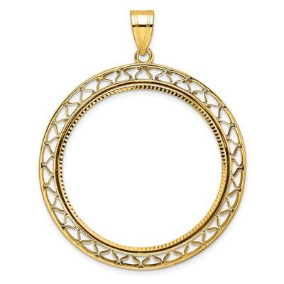 Polished Fancy Wire Diamond-Cut Prong 32.7mm Coin Bezel Pendant 14k Gold C8194/32.7, MPN: C8194/32.…