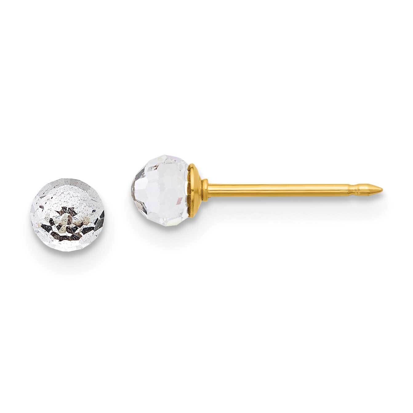 Inverness 4mm Crystal Faceted Ball Post Earrings 14k Polished Gold 302E