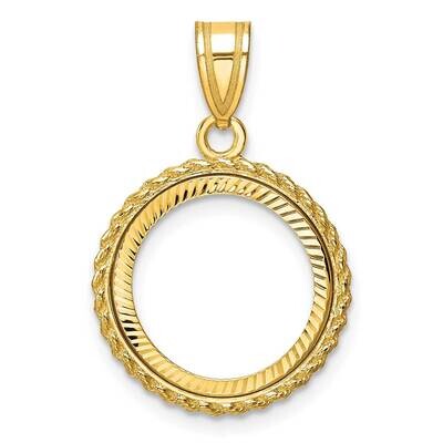 Diamond-Cut Casted Rope Prong 14.0mm Coin Bezel Pendant 14k Gold C8186/14.0, MPN: C8186/14.0,