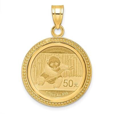 Polished Beaded Prong Mounted 1/10Oz Panda Coin Bezel Pendant 14k Gold C8183/18.0C, MPN: C8183/18.0…