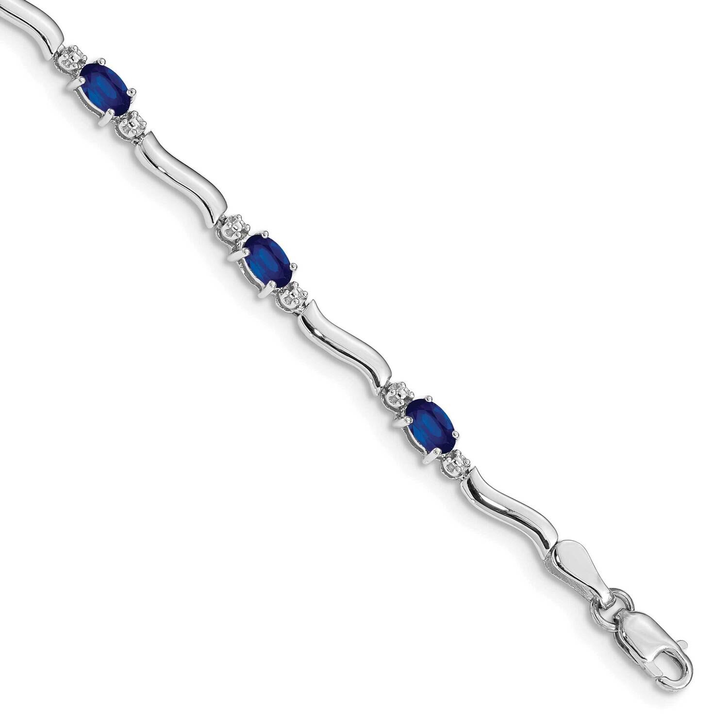 Diamond Sapphire Bracelet 7 Inch 10k White Gold BM4474-SA-001-1WA, MPN: BM4474-SA-001-1WA,