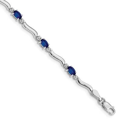 Diamond Sapphire Bracelet 7 Inch 10k White Gold BM4474-SA-001-1WA, MPN: BM4474-SA-001-1WA,