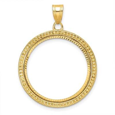 Beaded &amp; Diamond-Cut Prong 22.0mm Coin Bezel Pendant 14k Gold C8197/22.0, MPN: C8197/22.0,