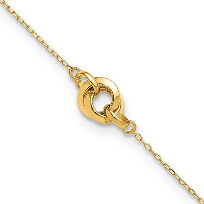 Three Station Fancy Link 9 Inch Plus 1 Inch Extension Anklet 14k Polished Gold ANK352-9, MPN: ANK35…