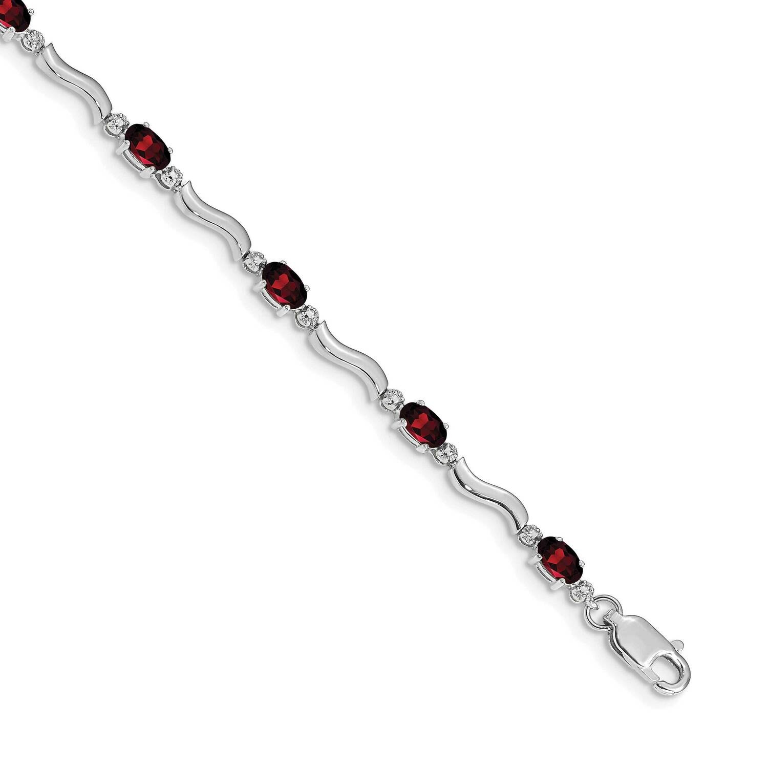 Fancy Diamond Garnet Bracelet 7 Inch 10k White Gold BM4493-GA-001-1WA, MPN: BM4493-GA-001-1WA,