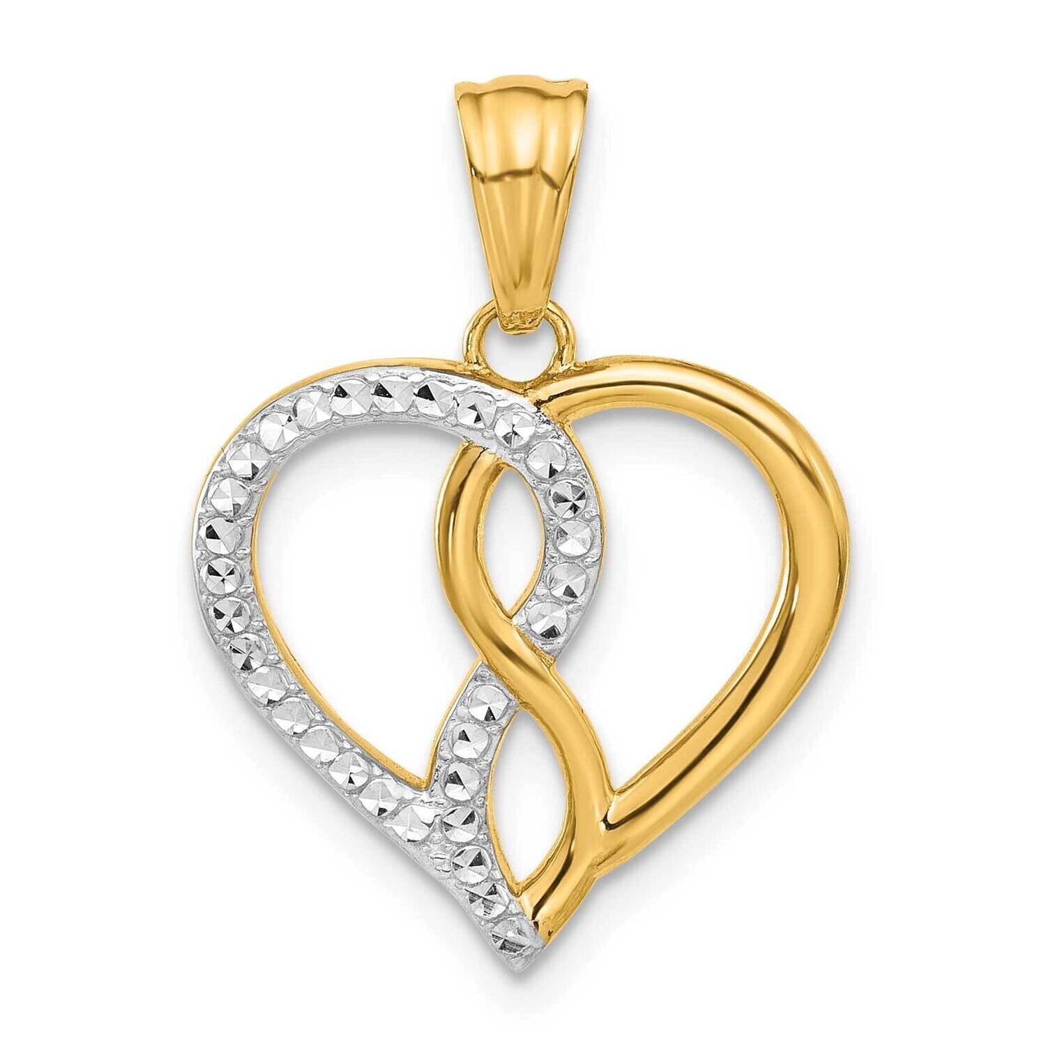 Diamond-Cut Infinity Heart Pendant 14k Gold White Rhodium C4840