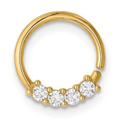 18 Gauge Polished CZ Cartilage Ring 14k Gold BD271, MPN: BD271,