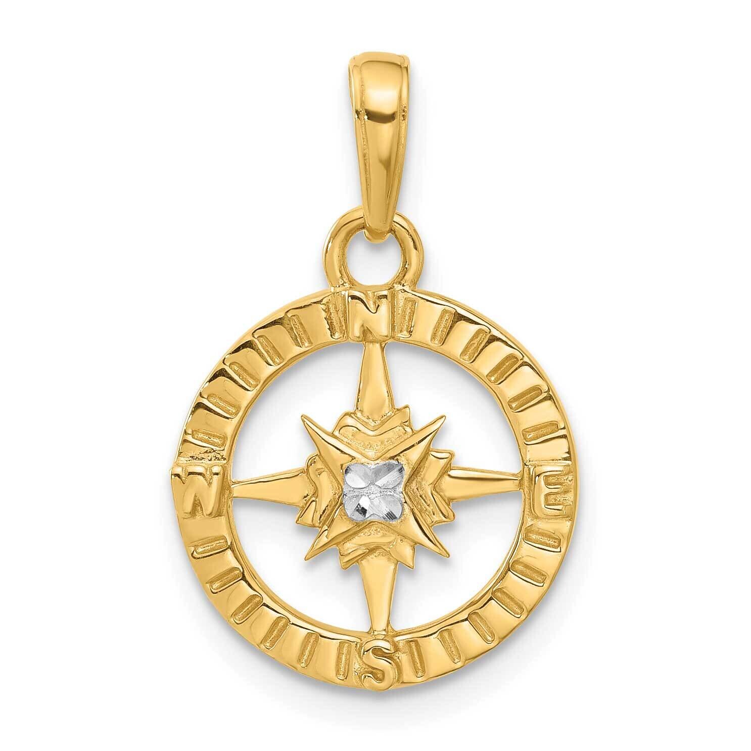Diamond-Cut Compass Pendant 14k Gold White Rhodium  C4922 by Men&#39;s Jewelry and Accessories, MPN: C4…