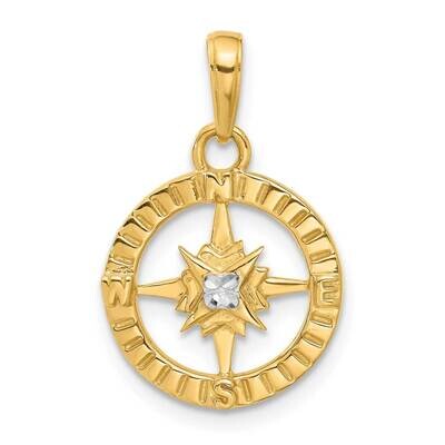 Diamond-Cut Compass Pendant 14k Gold White Rhodium  C4922 by Men&#39;s Jewelry and Accessories, MPN: C4…