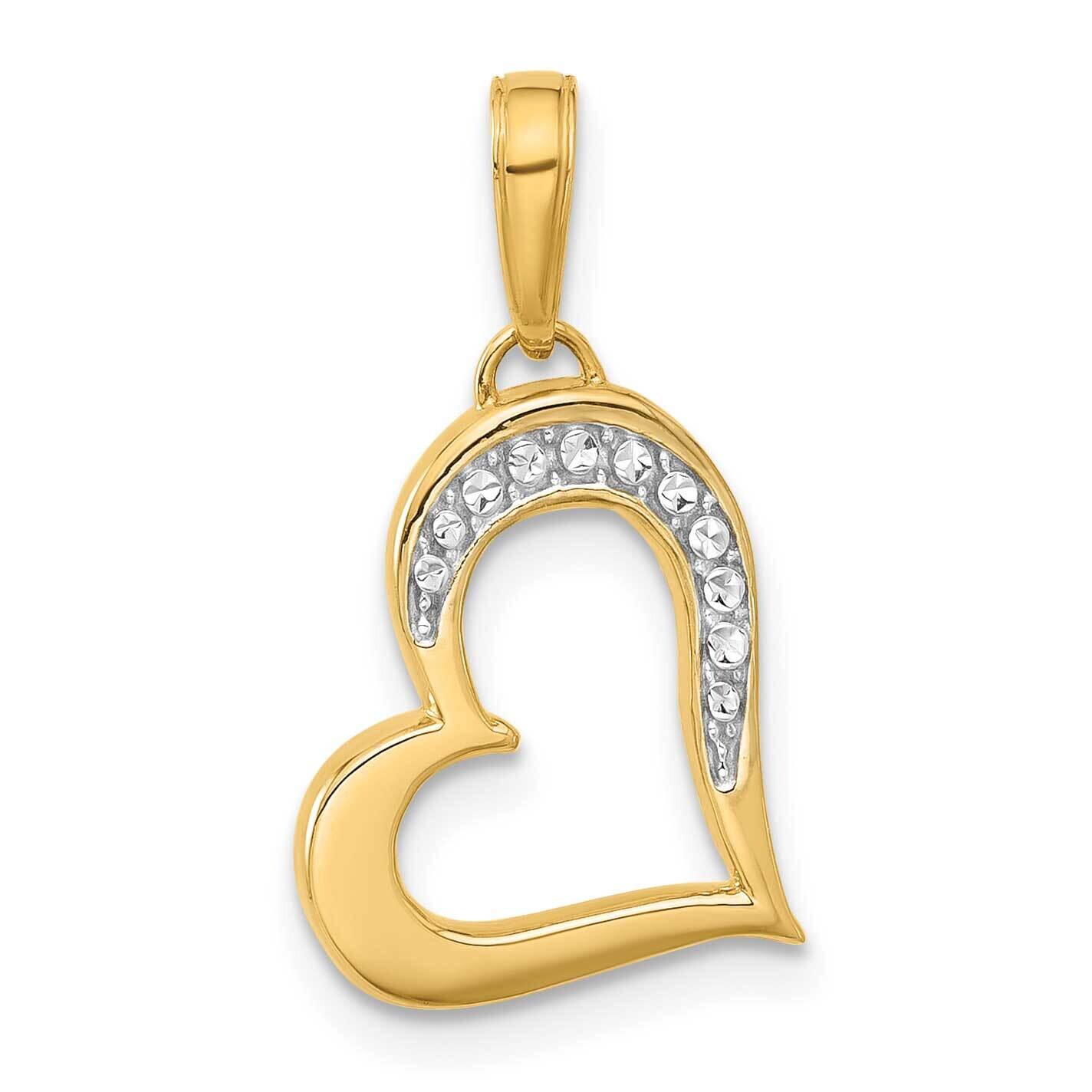 Diamond-Cut Heart Pendant 14k Gold White Rhodium  C4839, MPN: C4839,